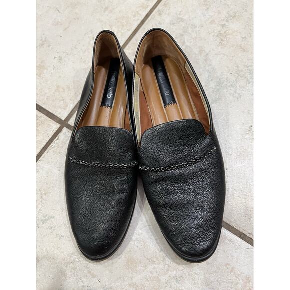 Franco Sarto Hannah Black Leather Ankle Booties Sz 7.5 Chain Detail - Picture 1 of 6